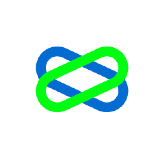 URLmkr icon with two interlocked chain links in blue and green
